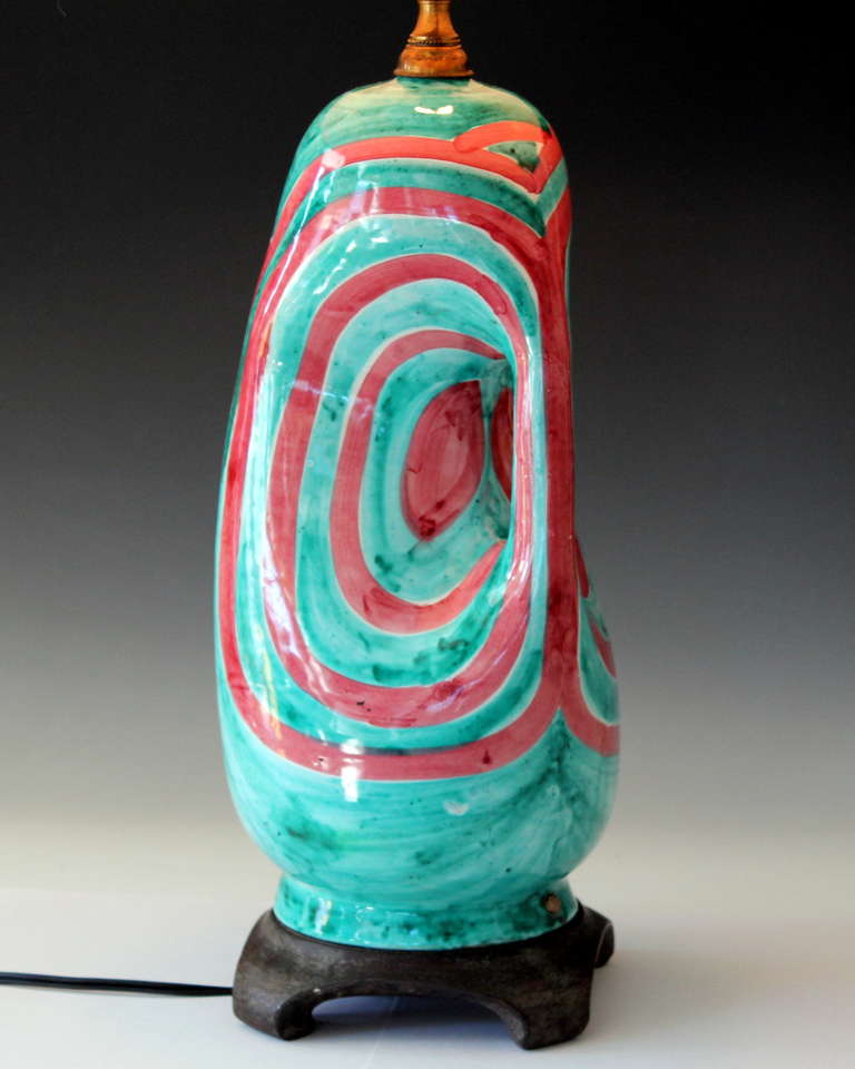 Mid-20th Century Vintage Italian 1960s Abstract Art Pottery Jug Pitcher Lamp
