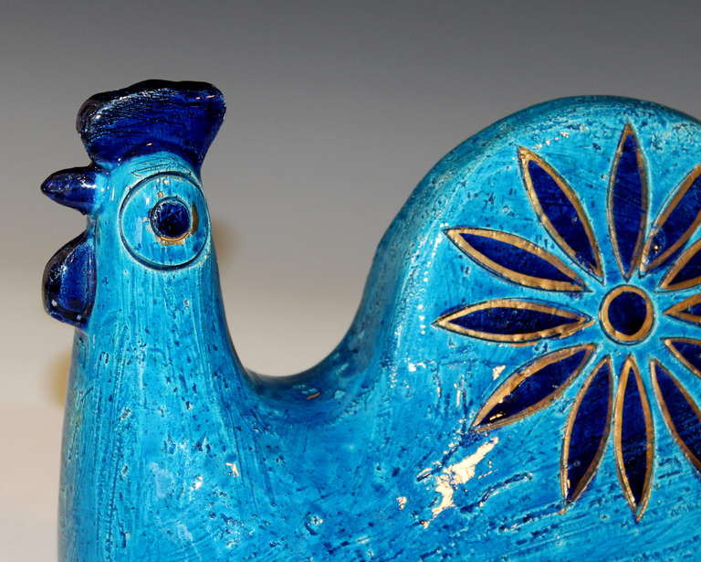 Vintage Bitossi Art Pottery Rimini Blue Rooster For Sale 2