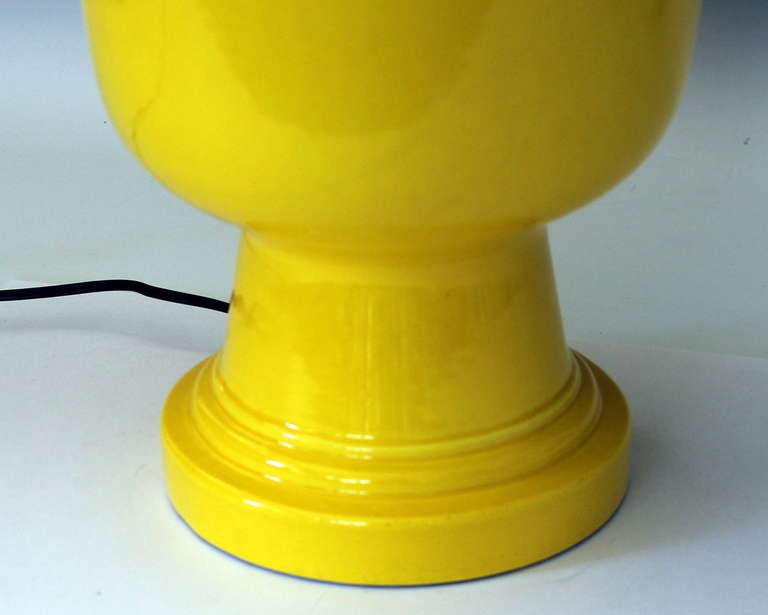 Mid-20th Century Vintage Cadmium Yellow 1960s Pottery Lamp