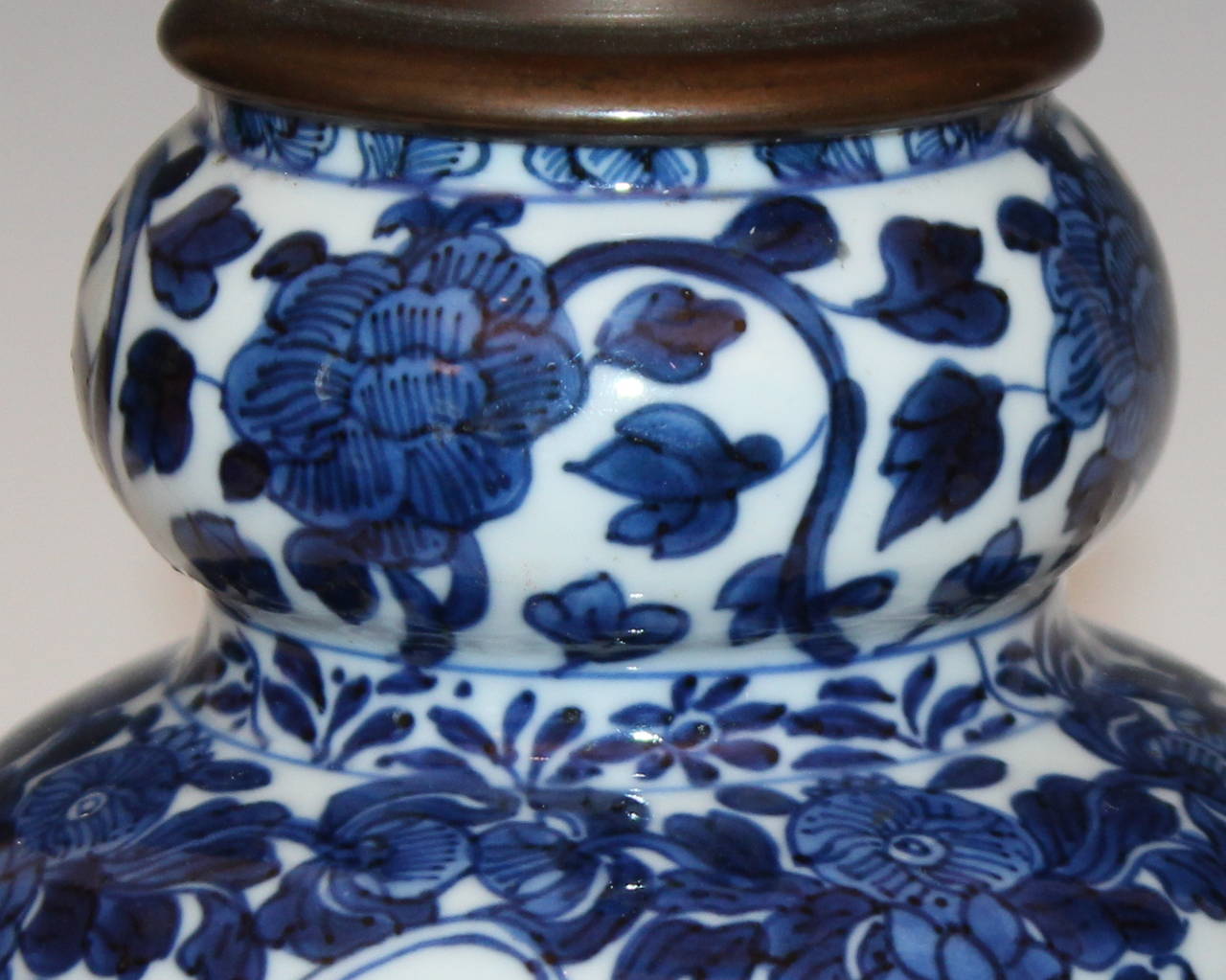 Antique Chinese Porcelain Kangxi 18th Century Blue and White Vase Lamp 5