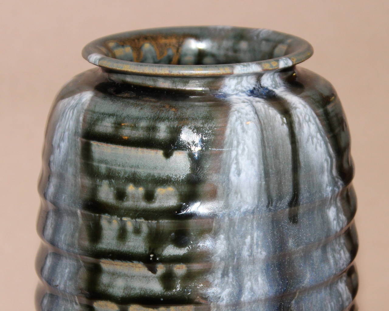 20th Century Vintage Japanese Studio Art Pottery Flambe Vase For Sale
