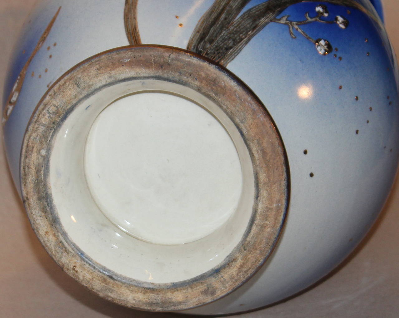 Antique Japanese Kinkozan Satsuma Studio Art Deco Pottery Vase In Excellent Condition In Wilton, CT