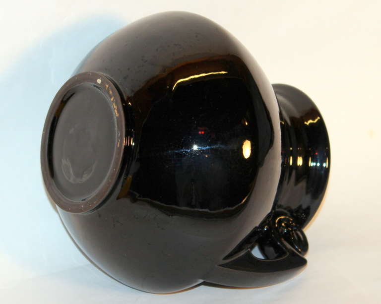 Vintage Art Deco Roseville Mirror Black Art Pottery Vase 1
