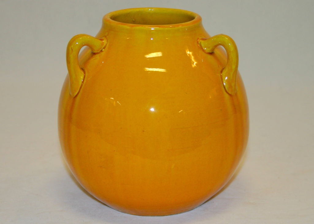 Japanese Awaji pottery vase of globular form with three small 