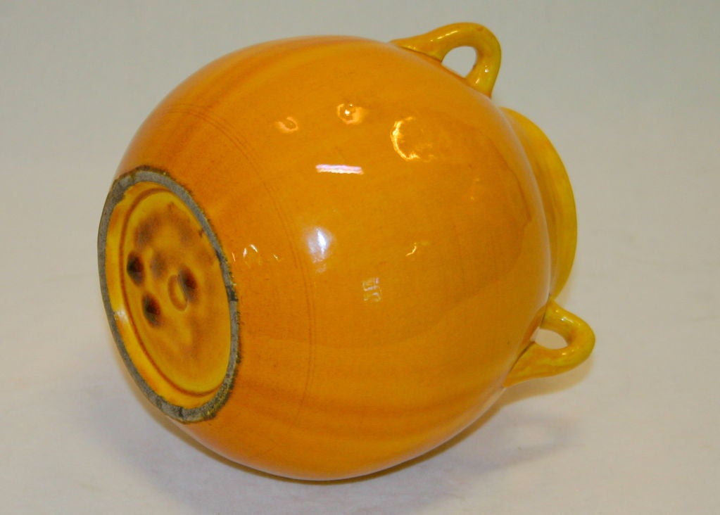 Mid-20th Century Awaji Pottery Vase in Egg Yolk Yellow Glaze