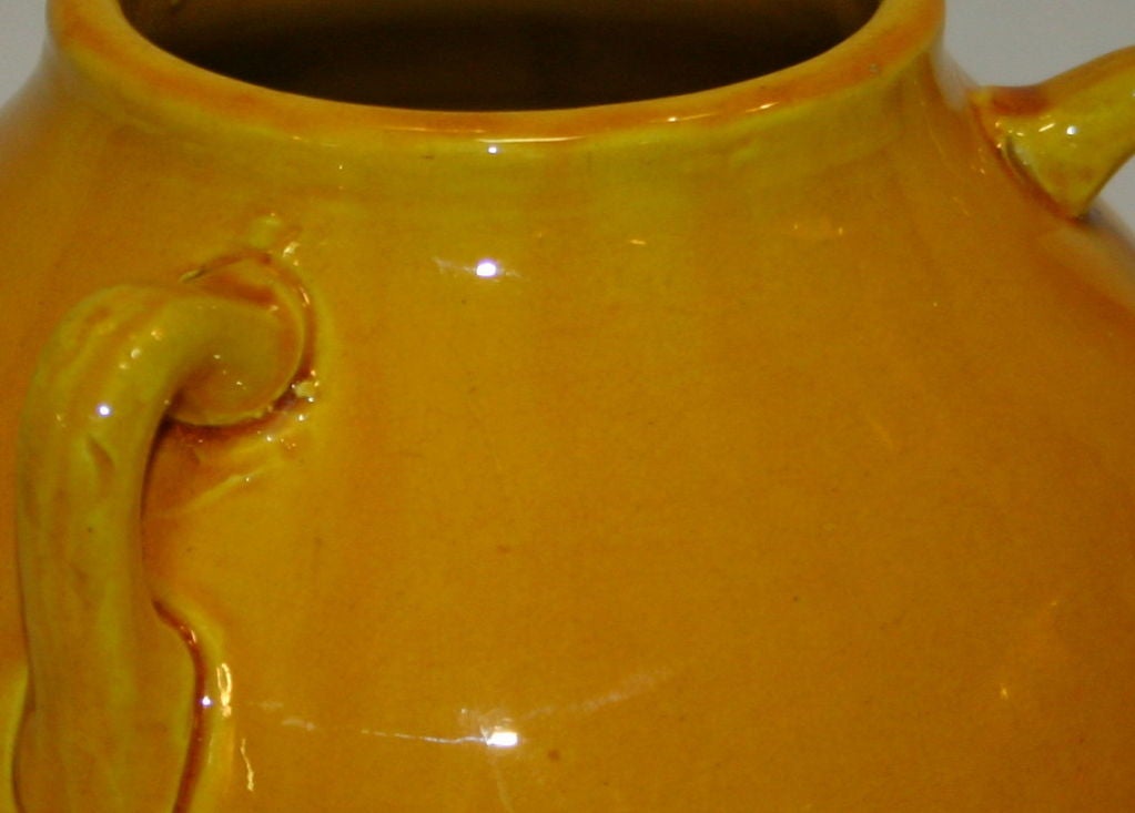 Awaji Pottery Vase in Egg Yolk Yellow Glaze 1