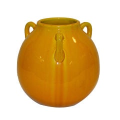 Awaji Pottery Vase in Egg Yolk Yellow Glaze