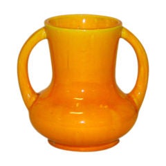Awaji Pottery Vase in Golden Yellow Glaze