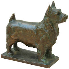 John Terken Vintage Bronze Sculpture Champion Terrier Dog