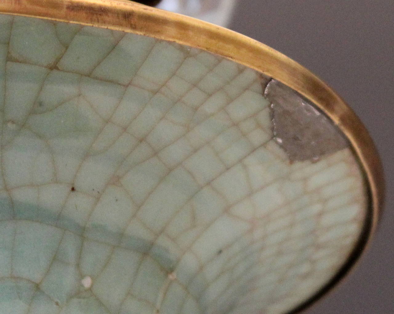Turned Antique Chinese Porcelain Celadon Crackle Glaze Vase Lamp