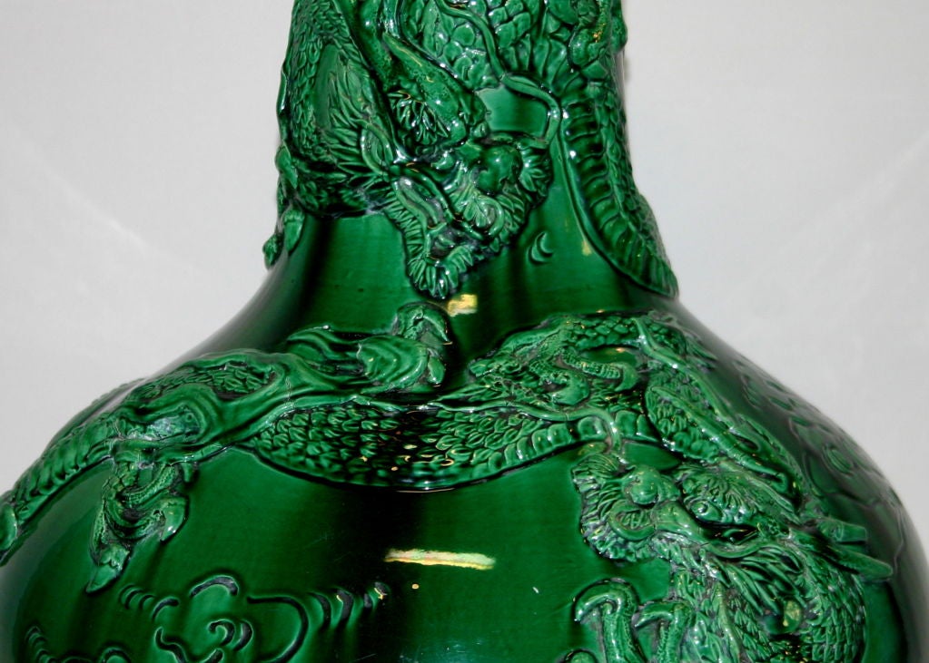 Large Awaji Pottery Dragon Vase For Sale 2