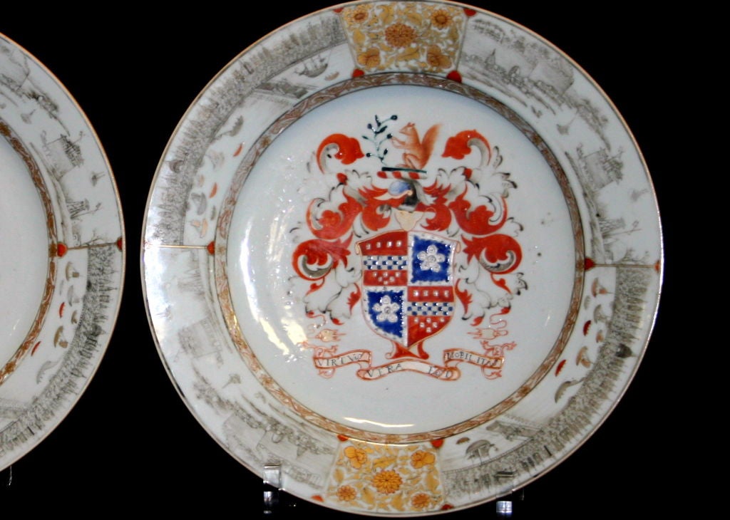 Pair Chinese Armorial Export Porcelain Lee Quartering Astley 1