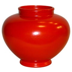 Large Atomic Red Weller Art Pottery Vase