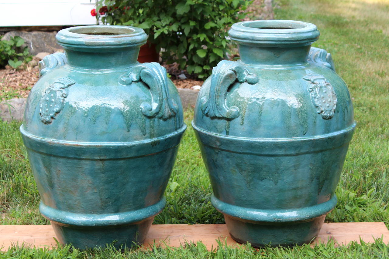 Huge Pair Large Antique Galloway Terracotta Pottery  Garden 