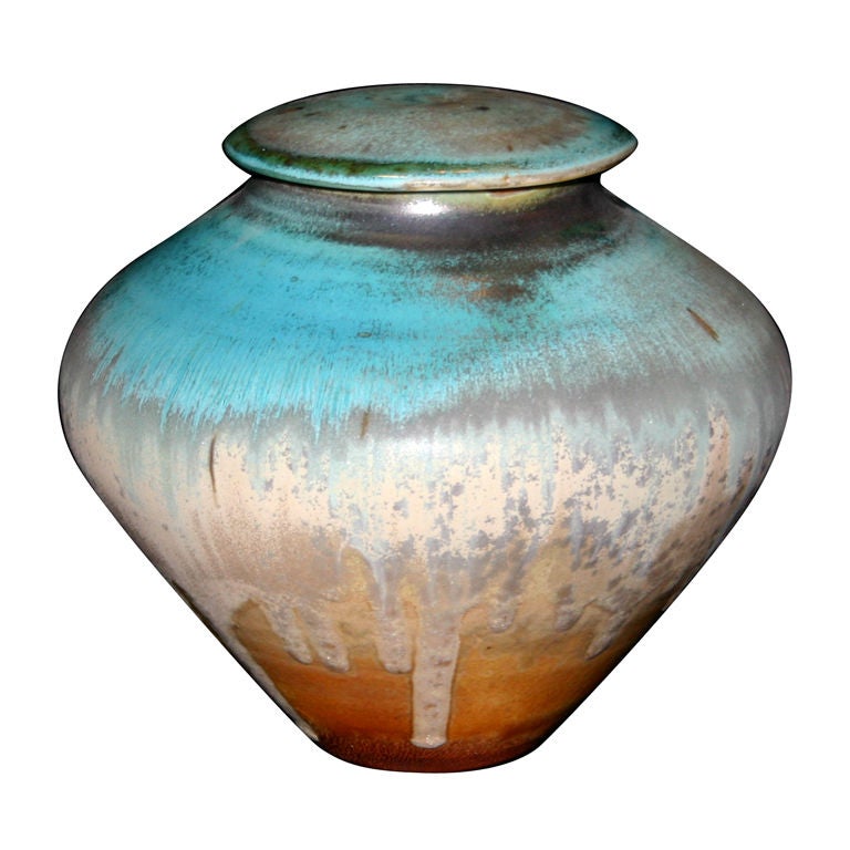 Studio Ceramic Jar and Cover by Jon Puzzuoli For Sale