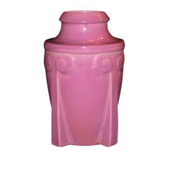 Antique Awaji Pottery Pink Deco Rocket Vase