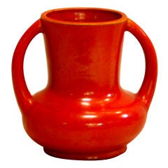 Awaji Pottery Vase in Chrome Red Glaze