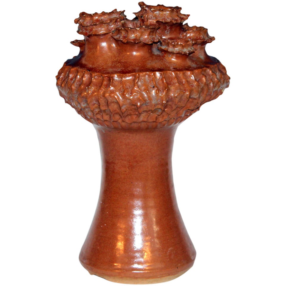 Large Studio Art Pottery Meteoric Atomic Age Vase