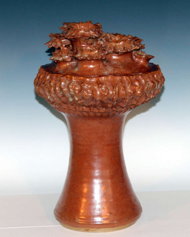 American Large Studio Art Pottery Meteoric Atomic Age Vase