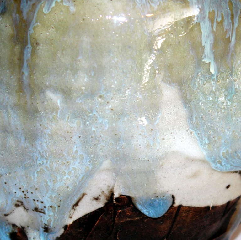 Mid-20th Century Awaji Pottery Flambe Drip Glaze Vase
