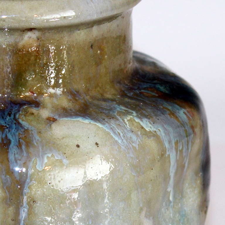 Awaji Pottery Flambe Drip Glaze Vase 1