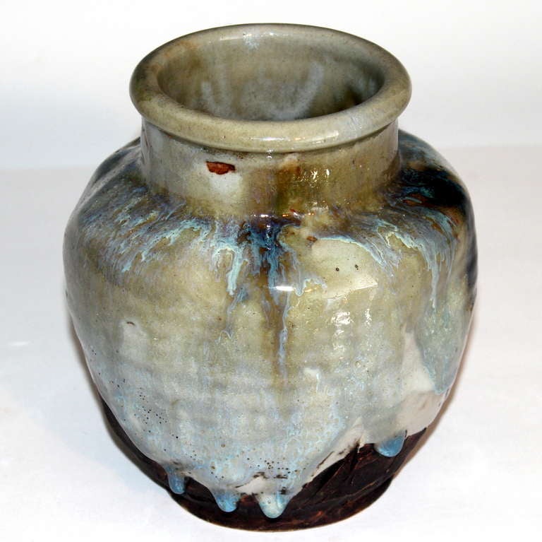 Awaji Pottery Flambe Drip Glaze Vase 2