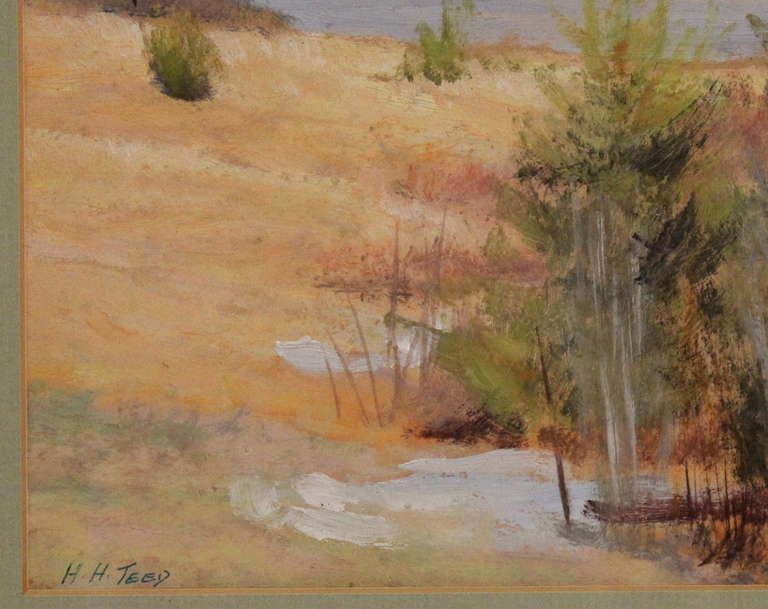 20th Century Gouache on Paper Landscape Painting For Sale