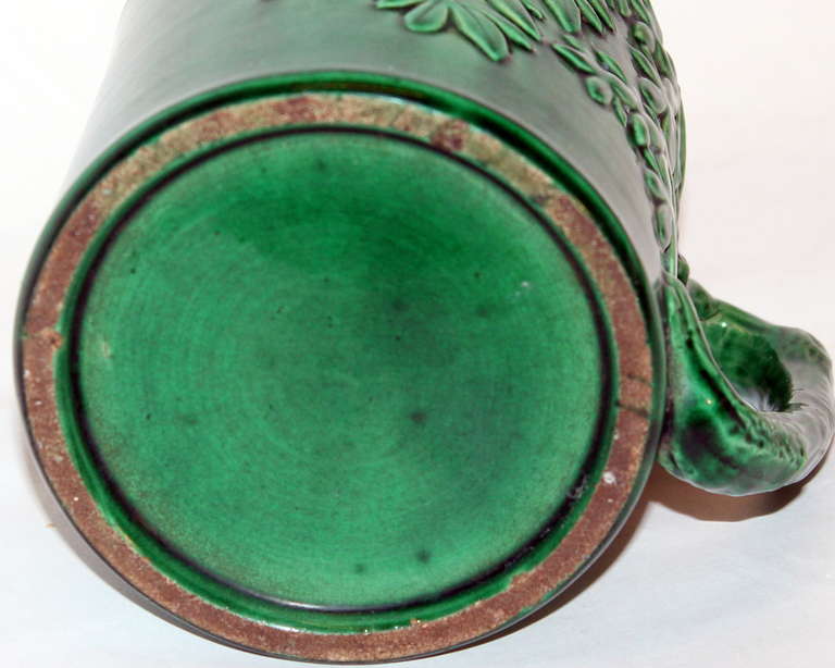 Awaji Pottery Mug with Twig Handle and Bamboo Fronds For Sale 1