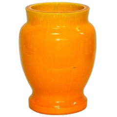 Antique Large Yellow Awaji Pottery Vase
