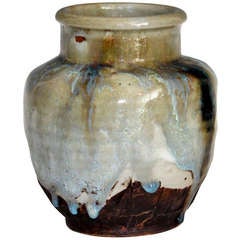 Awaji Pottery Flambe Drip Glaze Vase