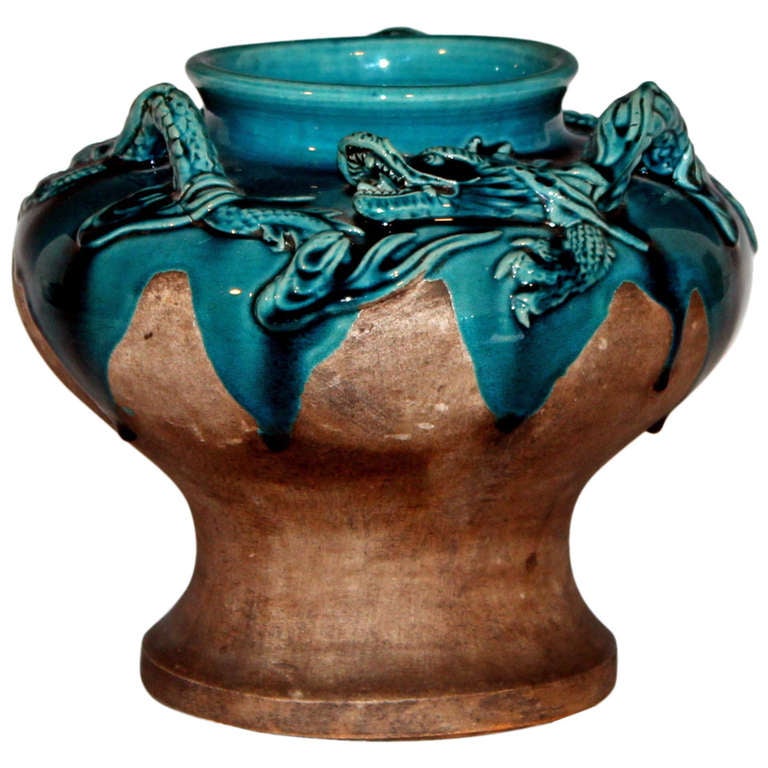 Awaji Pottery Dragon Vase at 1stdibs