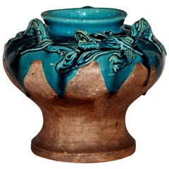 Vintage Awaji Pottery Dragon Vase