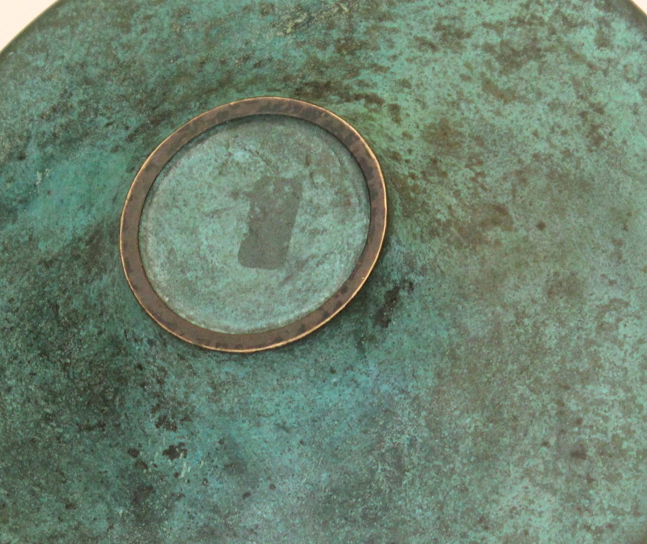 Vintage Japanese Art Deco Green Patinated Bronze Bowl Centerpiece For Sale 3