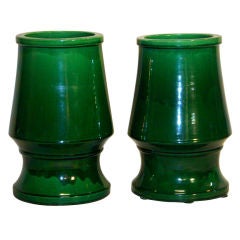 Large Pair Awaji Pottery Vases
