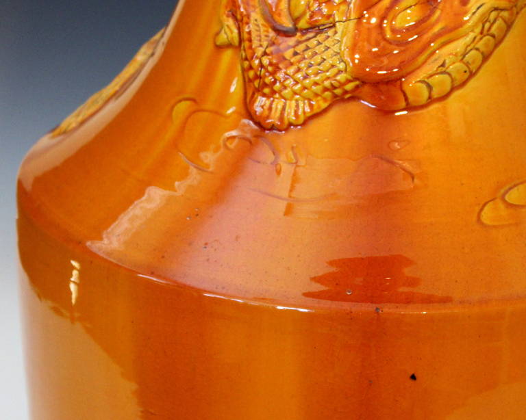 Large Awaji Pottery Dragon Vase For Sale 3