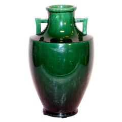 Large Green Awaji Pottery Vase