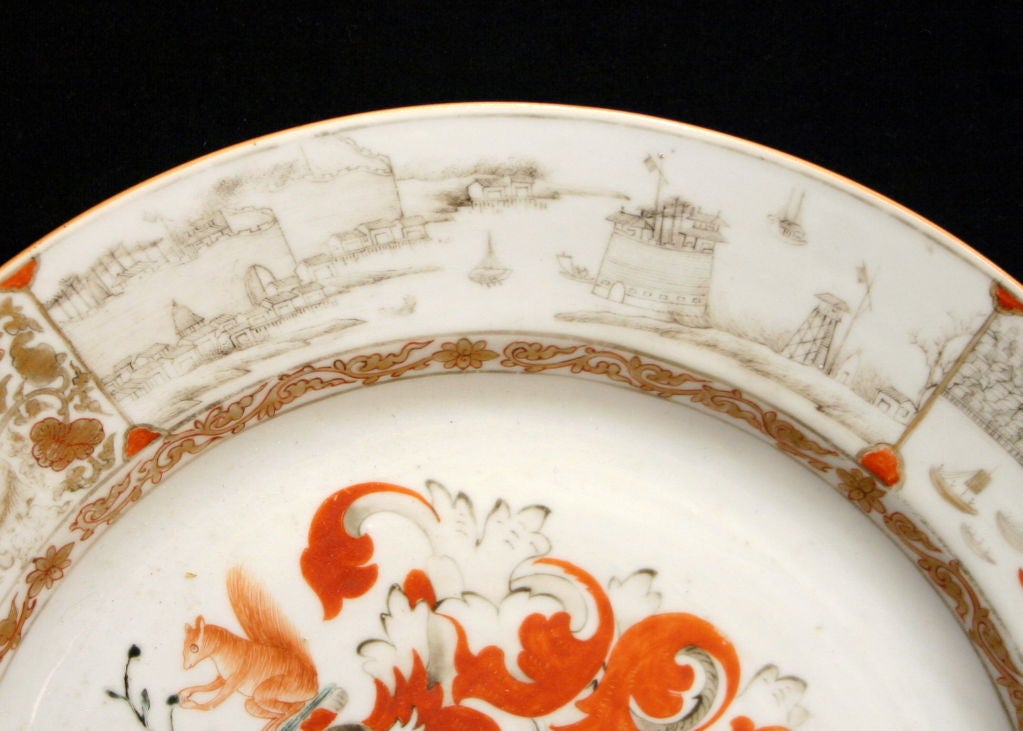 Porcelain Chinese Export Armorial Charger from Lee of Coton Service