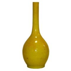 Kyoto Pottery Long Neck Vase in Yellow