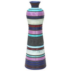 Ettore Sottsass for Bitossi Banded Italian Art Pottery Vase with Raymor Label