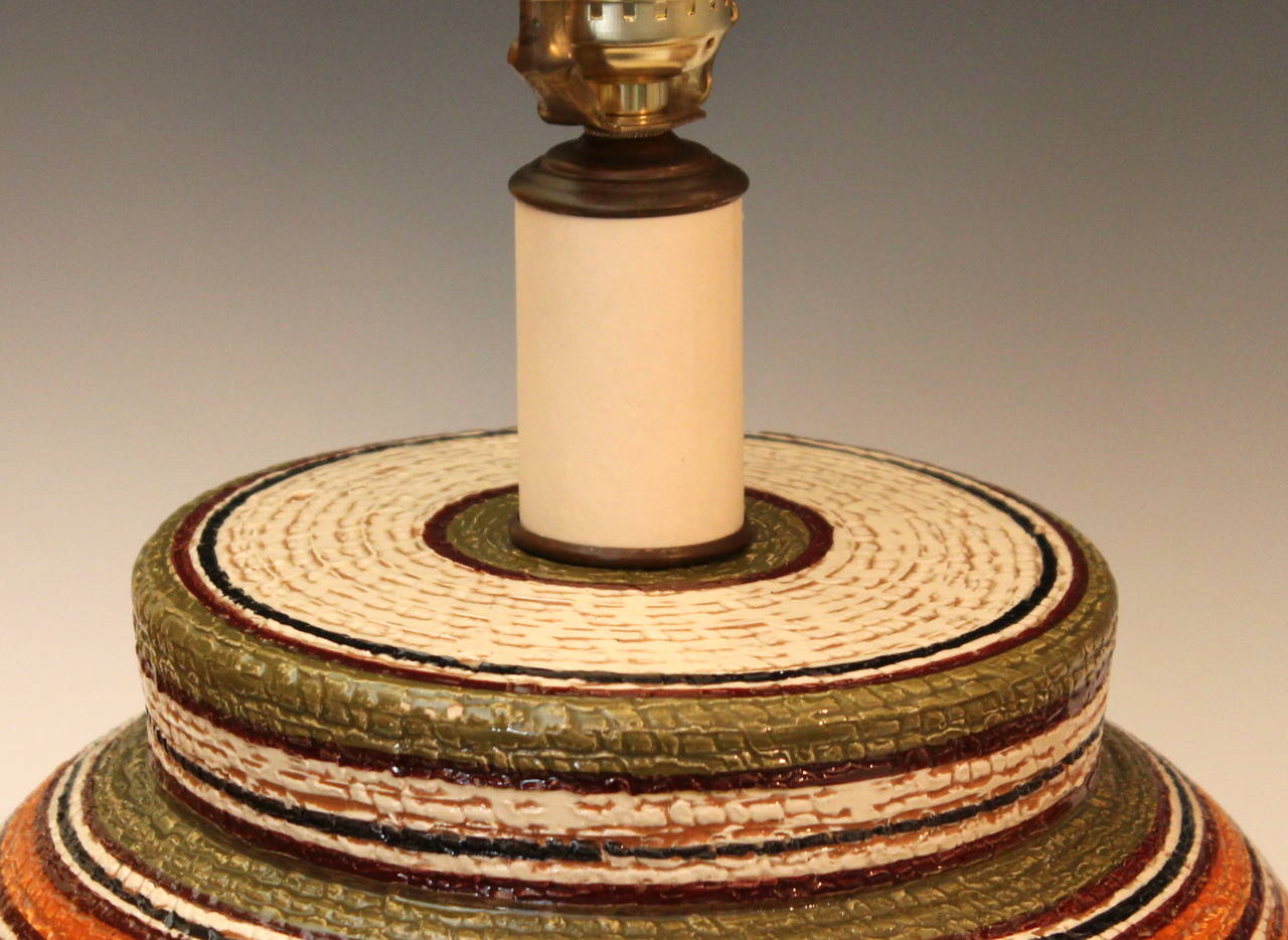 Late 20th Century Pair of Vintage Bitossi Italian Art Pottery Navajo Tribal Lamps