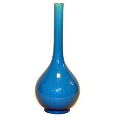 Kyoto Pottery Long Neck Vase in Turquoise
