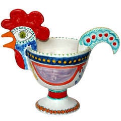 Vintage Italian DeSimone Pottery Rooster Bowl Centerpiece