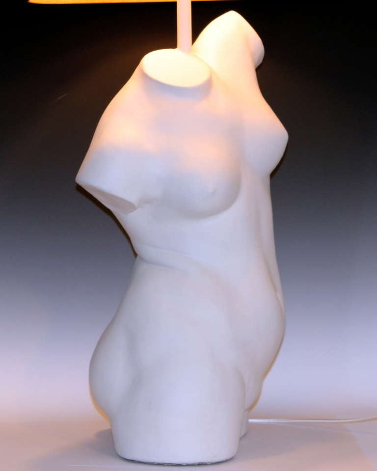 American Vintage Lifesize Female Nude Figure Plaster Sculpture Lamp