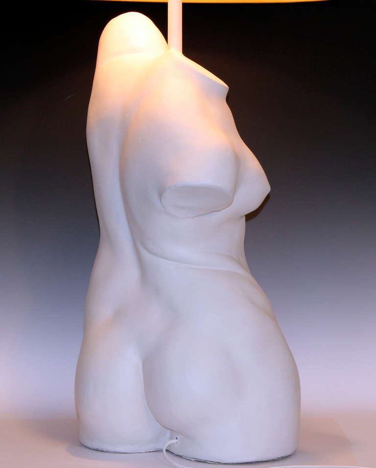 Molded Vintage Lifesize Female Nude Figure Plaster Sculpture Lamp