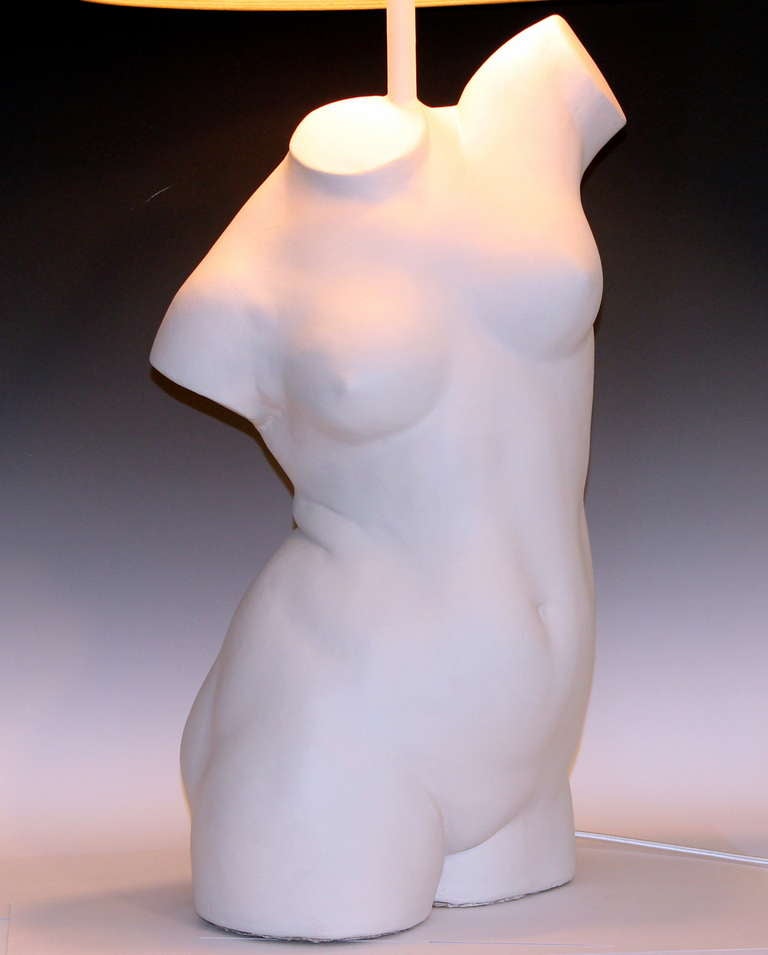 Vintage Lifesize Female Nude Figure Plaster Sculpture Lamp 2