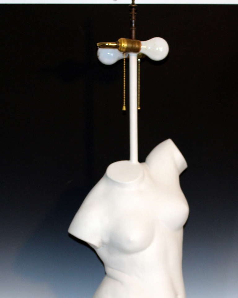 Vintage Lifesize Female Nude Figure Plaster Sculpture Lamp 1