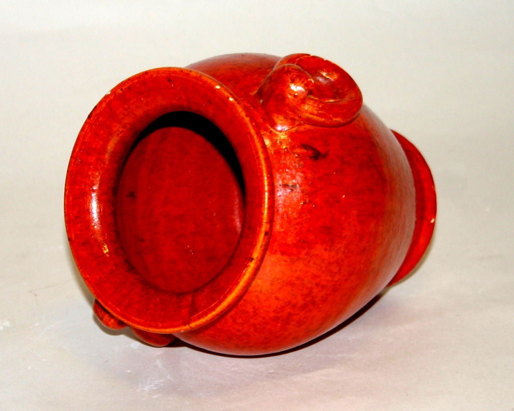 Vintage Chrome Red North Carolina Art Pottery Vase In Excellent Condition In Wilton, CT