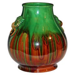 Antique Awaji Pottery Hu Form Vase