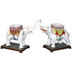 Pair of Antique French Samson Paris Porcelain Kakiemon Elephants