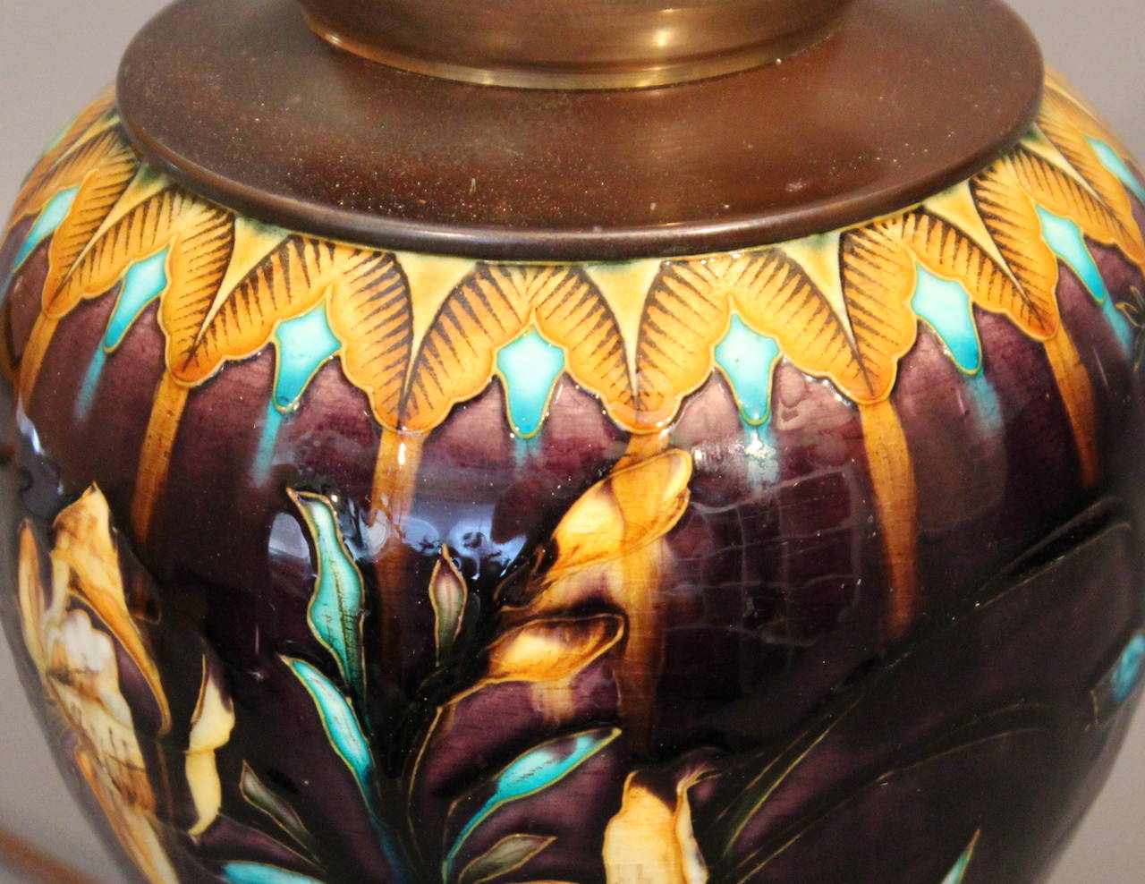 Antique Theodore Deck French Converted Kerosene Lamp 1